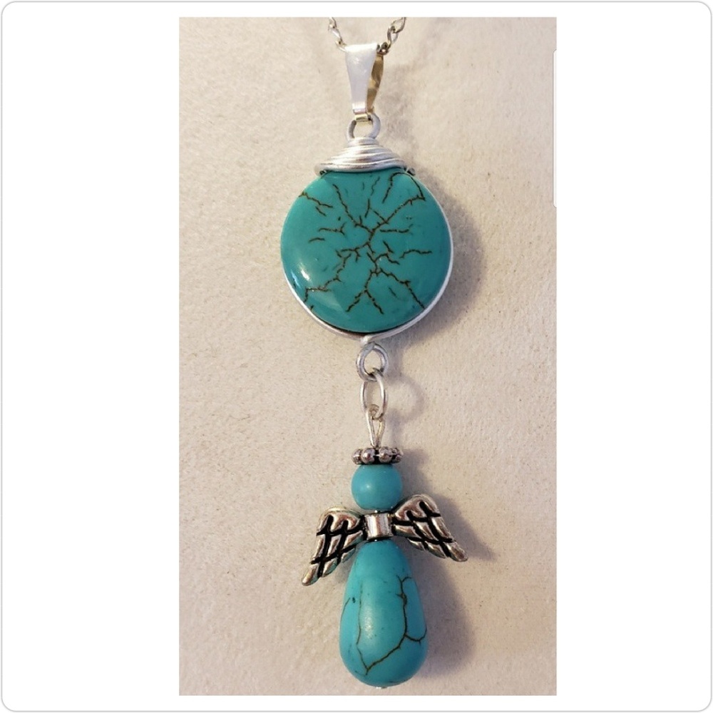 Handcrafted Magnesite Turquoise Angels Jewelry Set